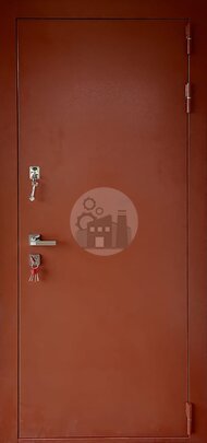 Входная дверь антивандальная без глазка, внутри отделка коричневым ламинатом-ДВ-1669